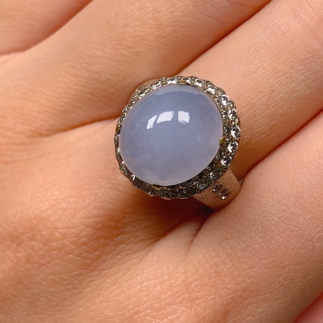 翡翠戒指未镶嵌粉紫