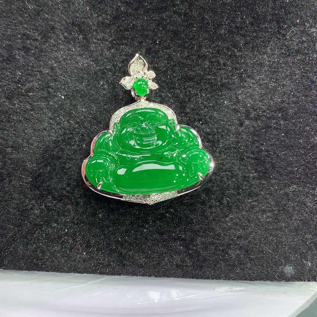 翡翠吊坠(赠链)18K金镶嵌