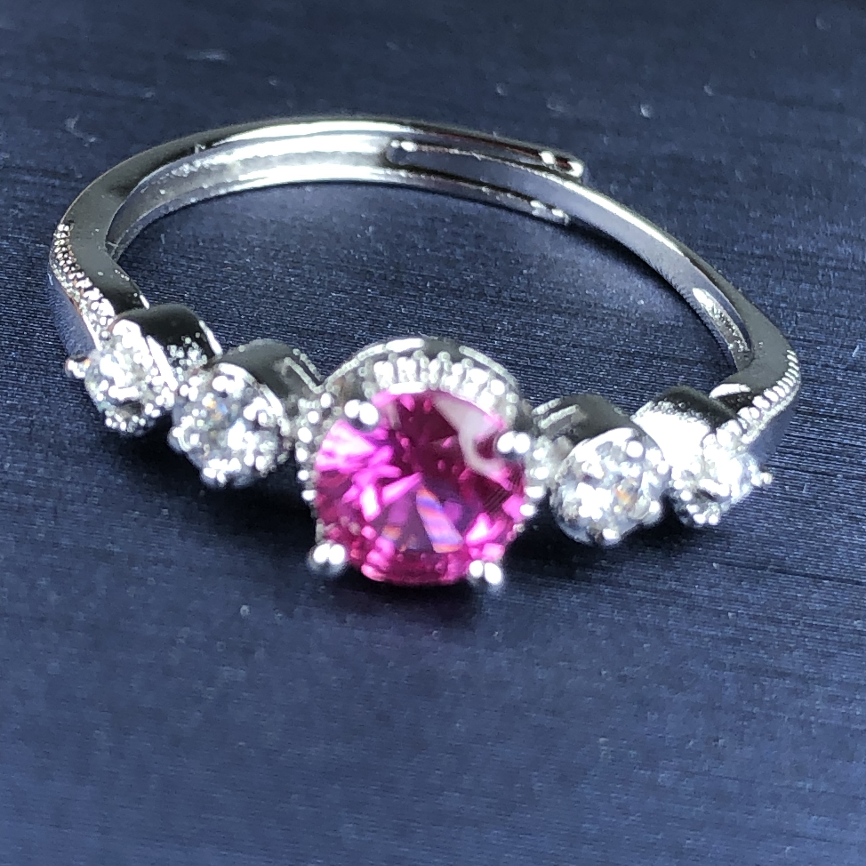 11484 粉色红宝戒指精致活口漂亮美丽精致开口可调节百搭女