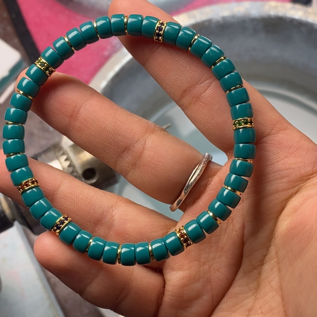 *****颈饰玻璃秦古蓝素串