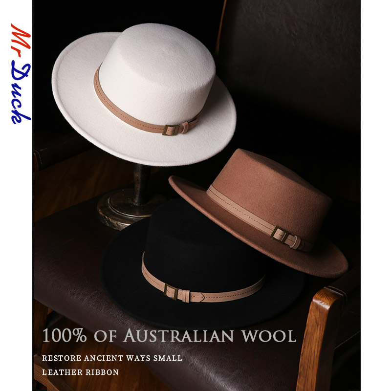 【雅然严选】mrduck设计师秋冬帽子女复古英伦平顶气质礼帽大小头围