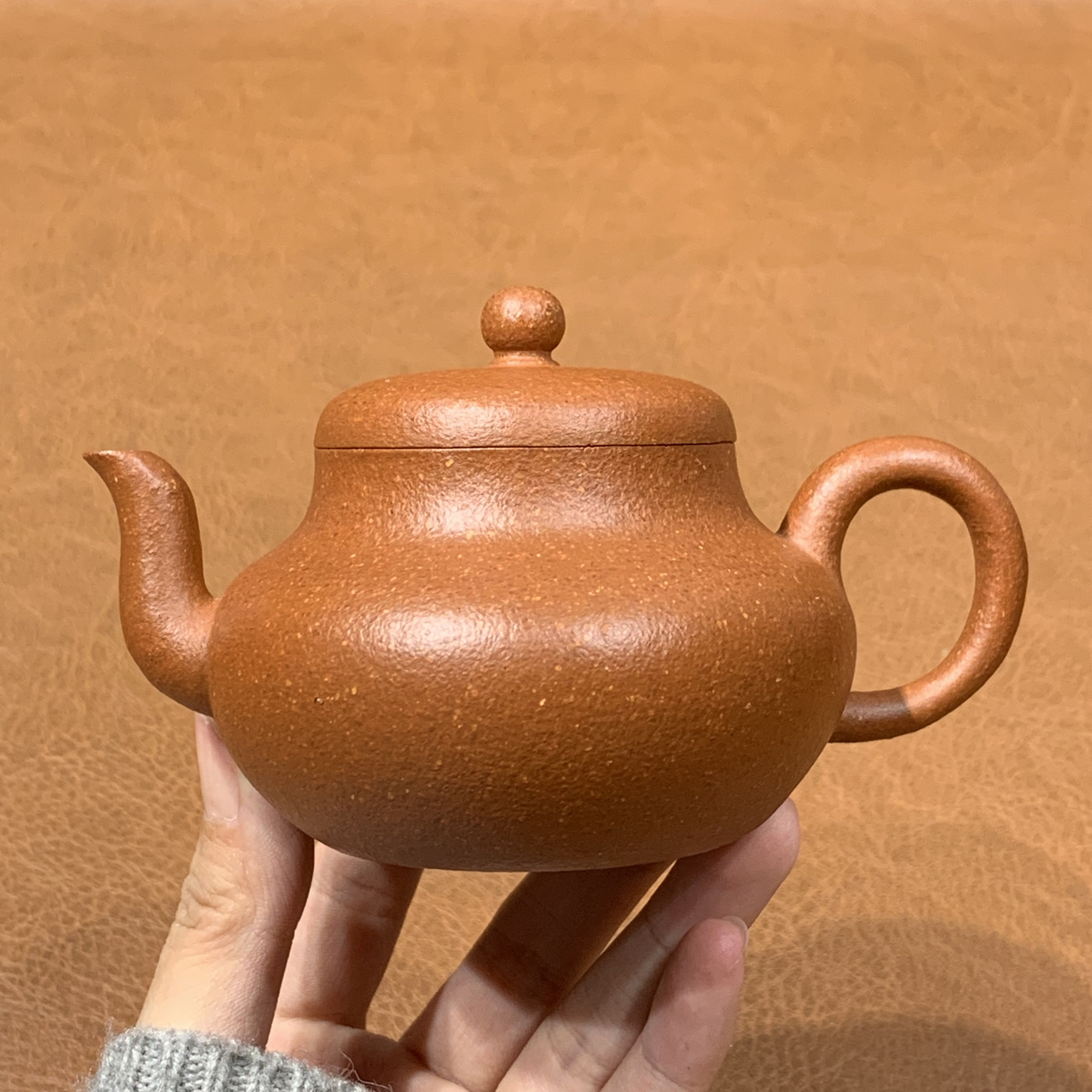 原矿粗砂红降坡君德壶140毫升全手工（微瑕）宜兴茶具套装紫砂壶