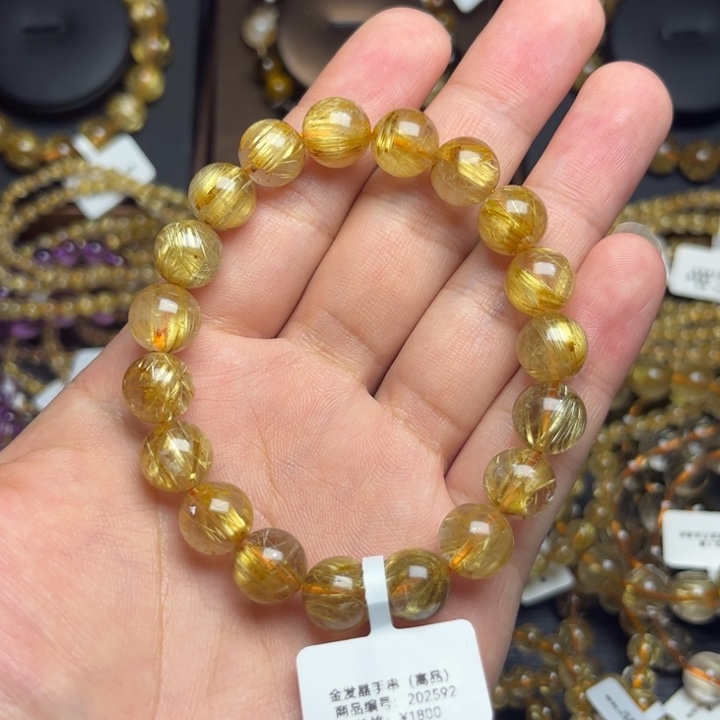 发晶手串未镶嵌@***?金钛金10mm高货