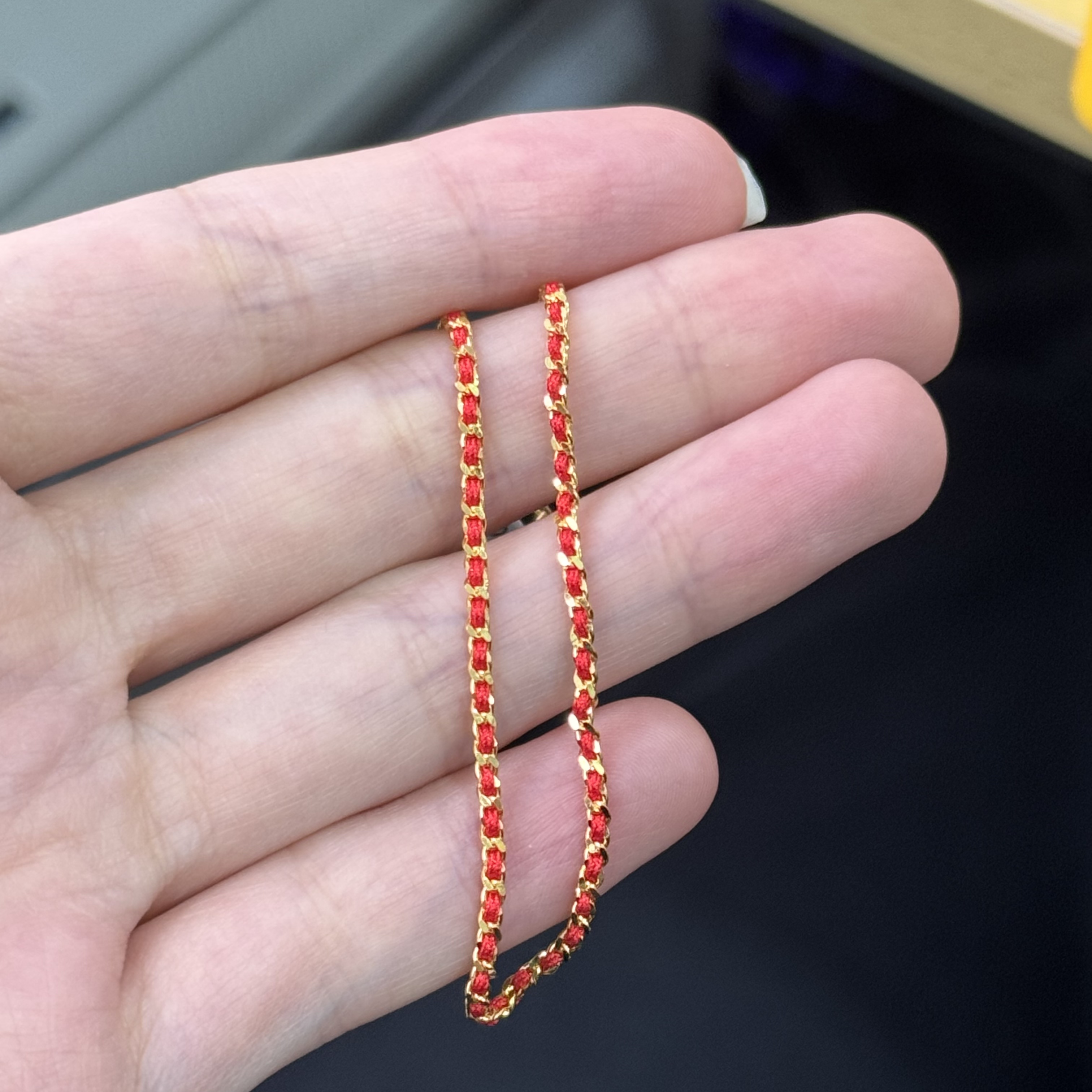 小红绳手链 足金999