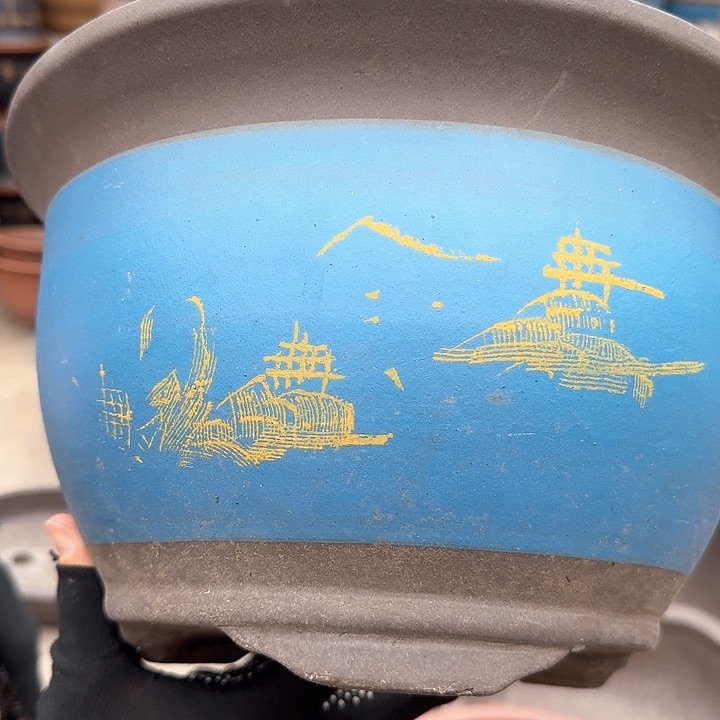 紫砂蓝色25花盆花盆花盆