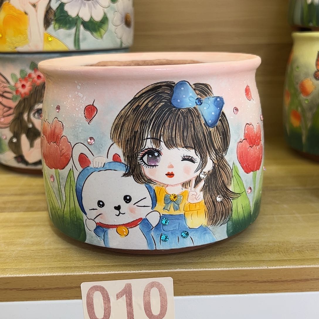 景德镇陶瓷花盆口12高12.5景德镇陶瓷hua p