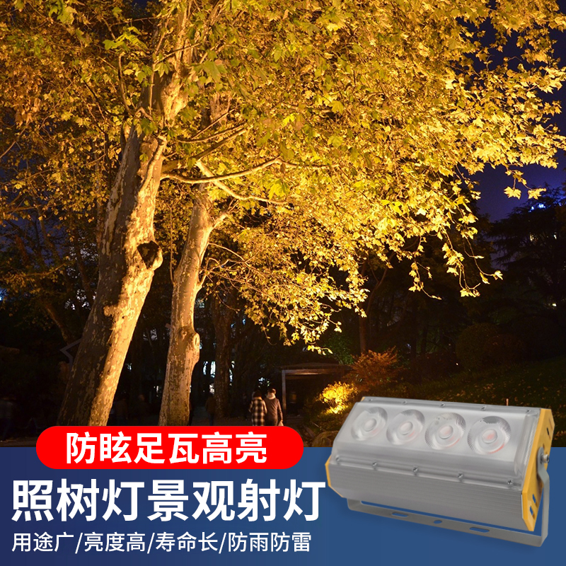 LED户外防水投光灯泛光灯照明灯四眼庭院工厂房外墙广告聚光射灯