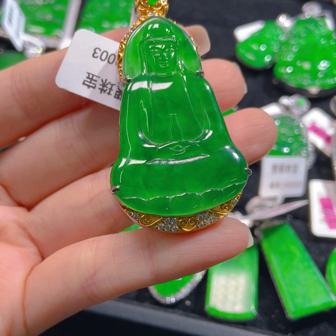 翡翠吊坠(不含链)银S925镶嵌