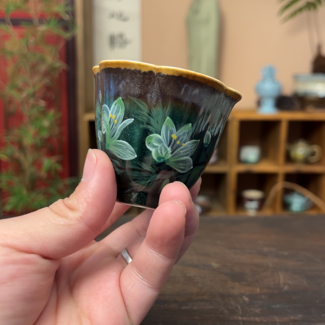 杯柴烧手工手绘陶瓷