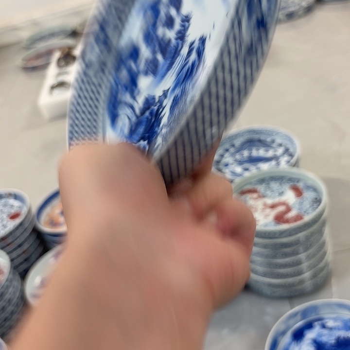 小***万瓷片青花山水大胡乘景德镇