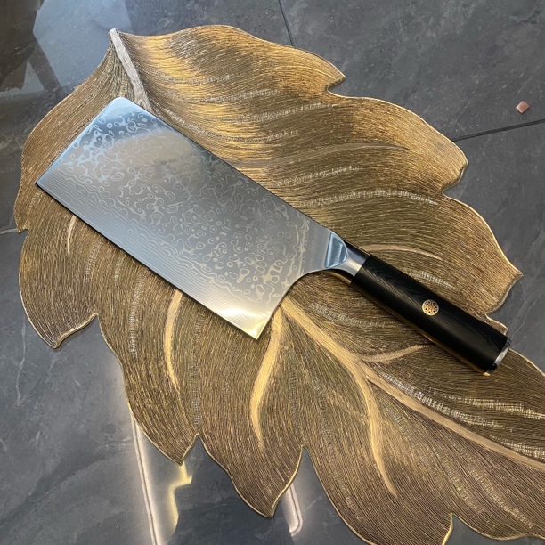 手工锻打大马士革通体夹钢锋利家用厨房专用斩切两用菜