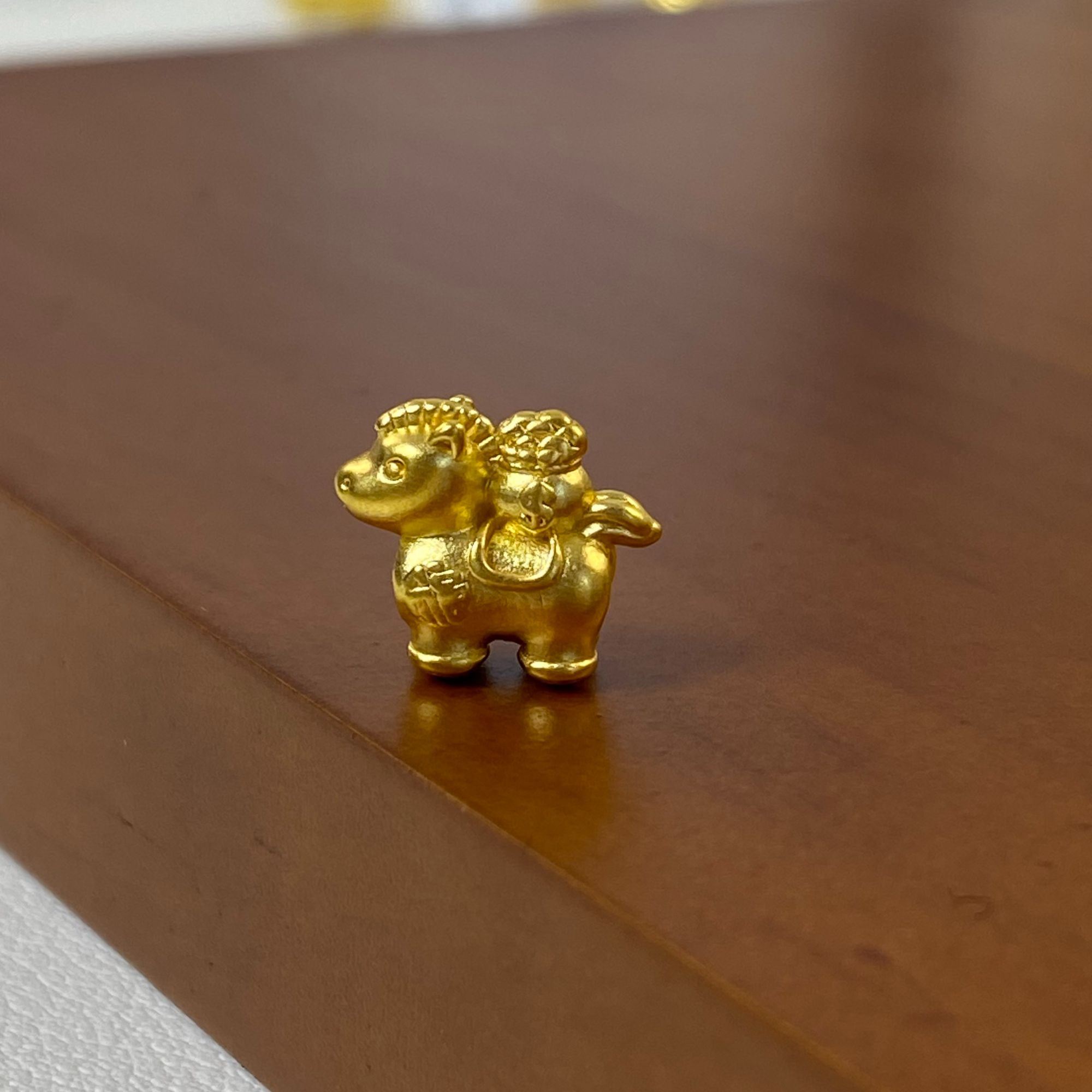 黄金足金999小克重转运珠手链配件生肖小马马上有钱福字166