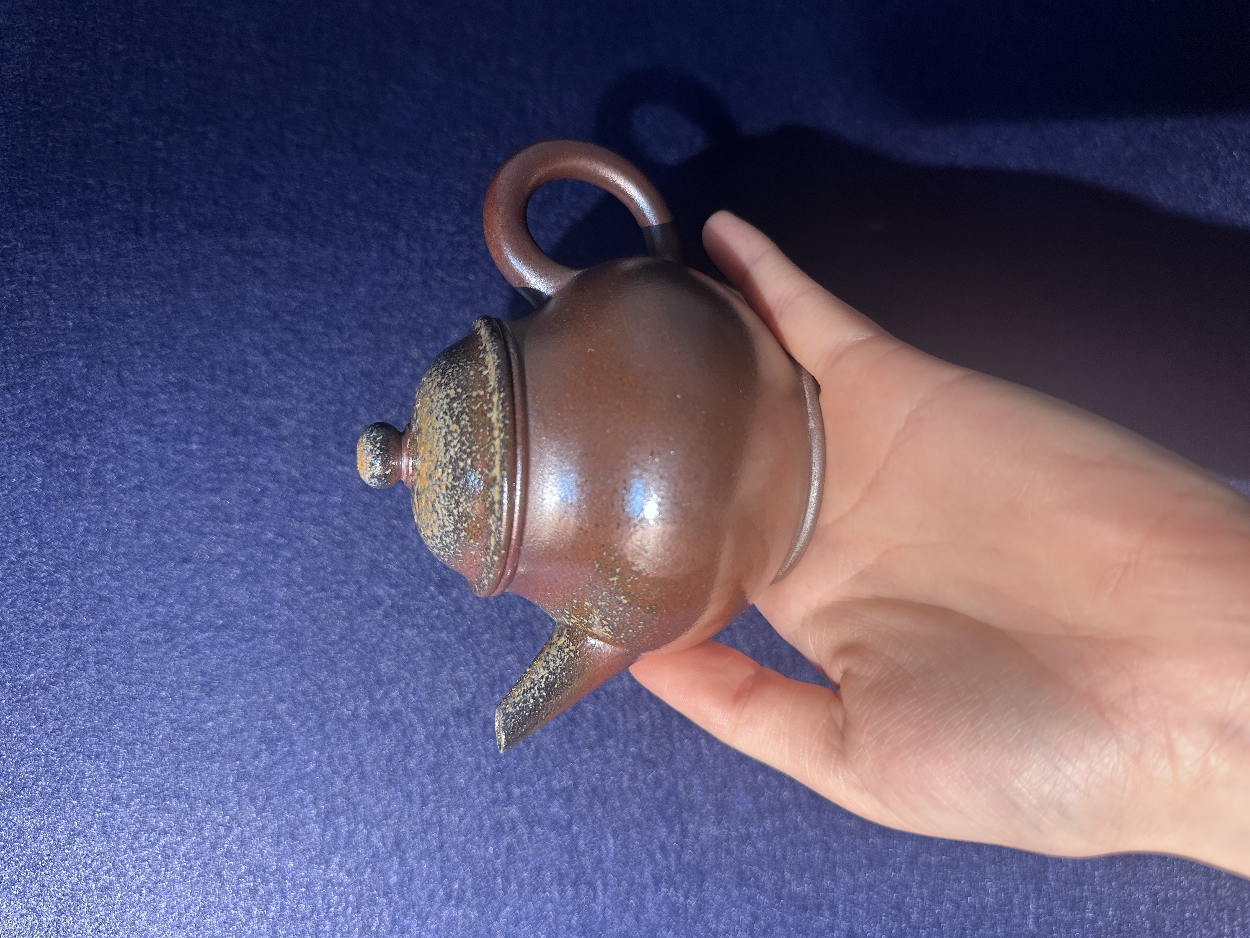 宜兴紫砂柴烧芭乐水平底槽青