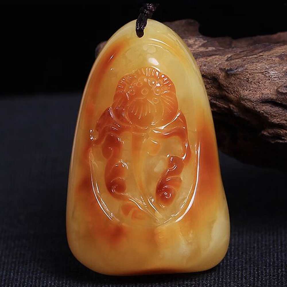 天然蜜蜡雕刻件，和和美美