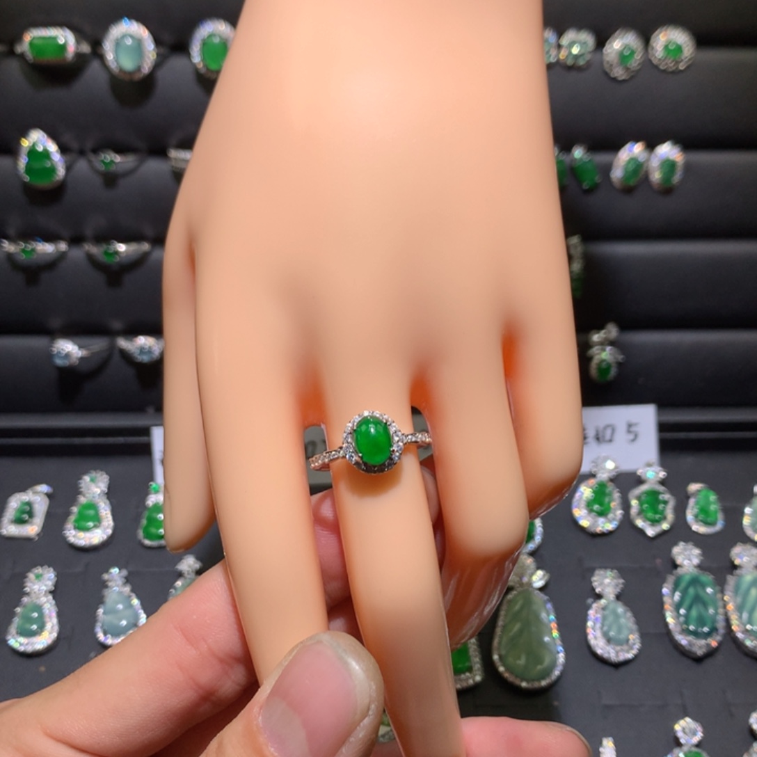 翡翠银S925镶嵌戒指