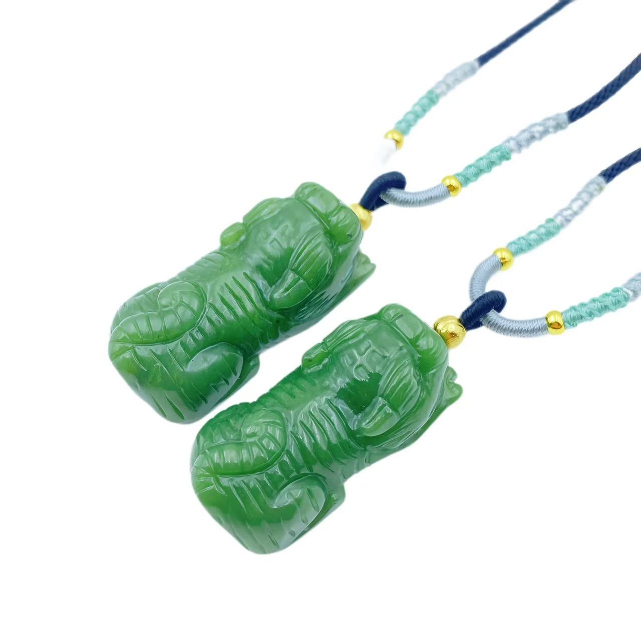 和田玉国风满色绿貔貅设计款项链Y2249-多样性只发一件