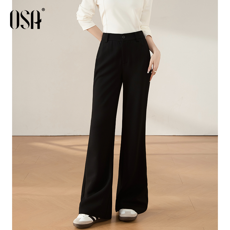 OSA微喇叭西装裤女秋季新款修身显瘦高腰垂感休闲长裤S125C52001