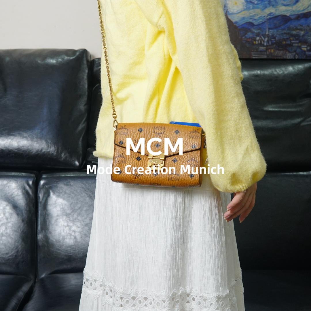 95新 MCM 干邑色斜跨链条包/FYWJ06520046/0046