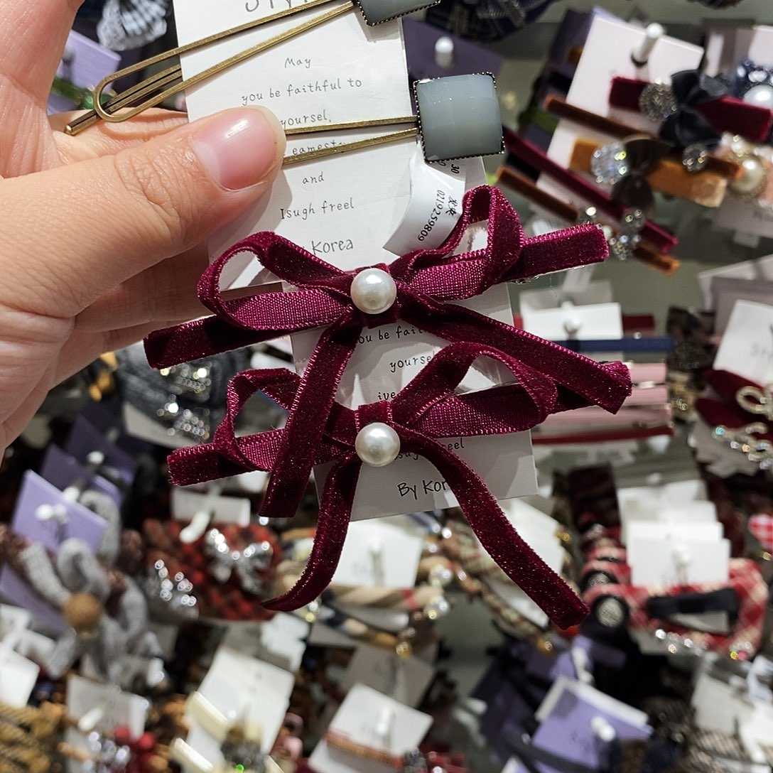 布艺铁合金发夹3个