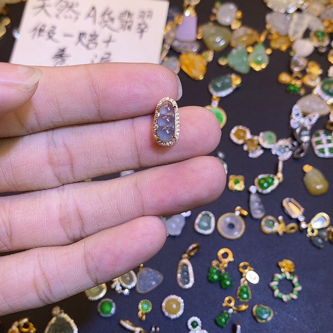 吊坠(不含链)银S925镶嵌翡翠1