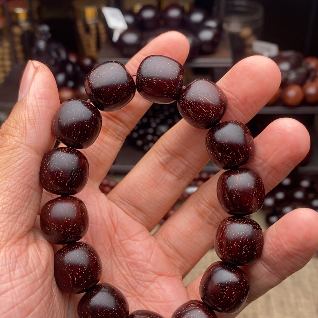檀香紫檀（小叶紫檀）手串/手链R*N15老形爆满金星
