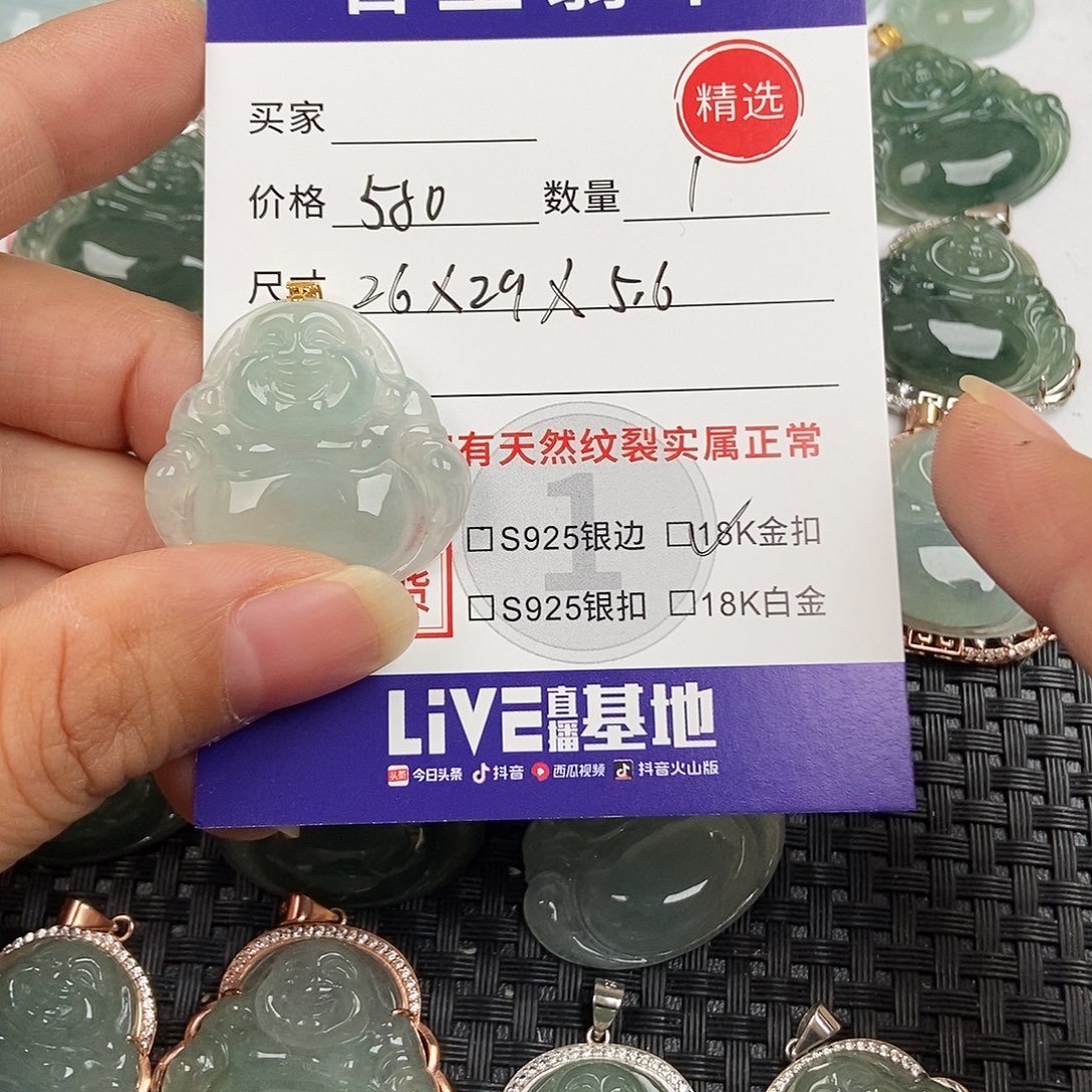 金***县翡翠银S925镶嵌颈饰