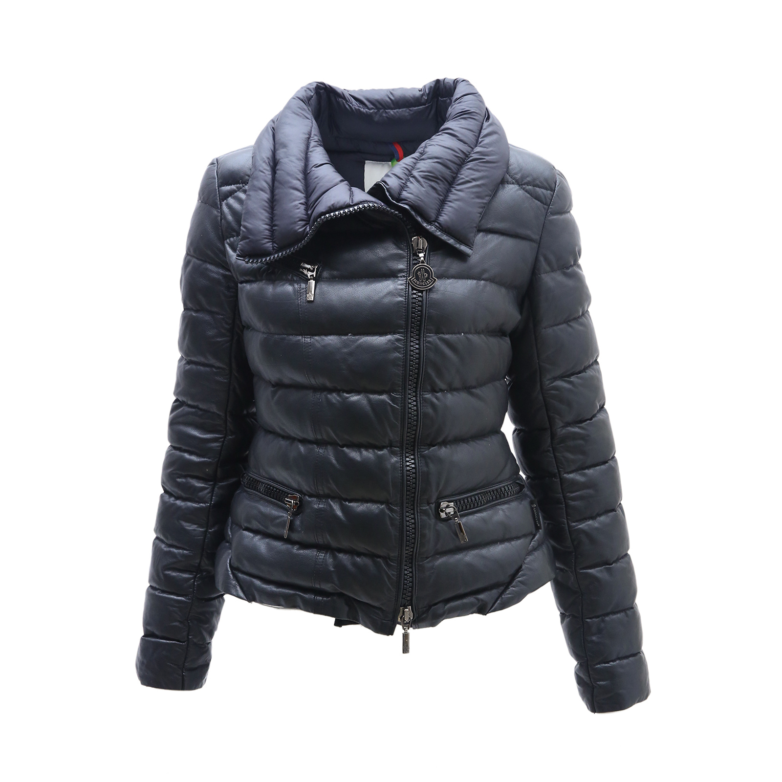 95新 MONCLER 【lu】羽绒服 黑色 皮革C/羽绒/锦纶P244487304