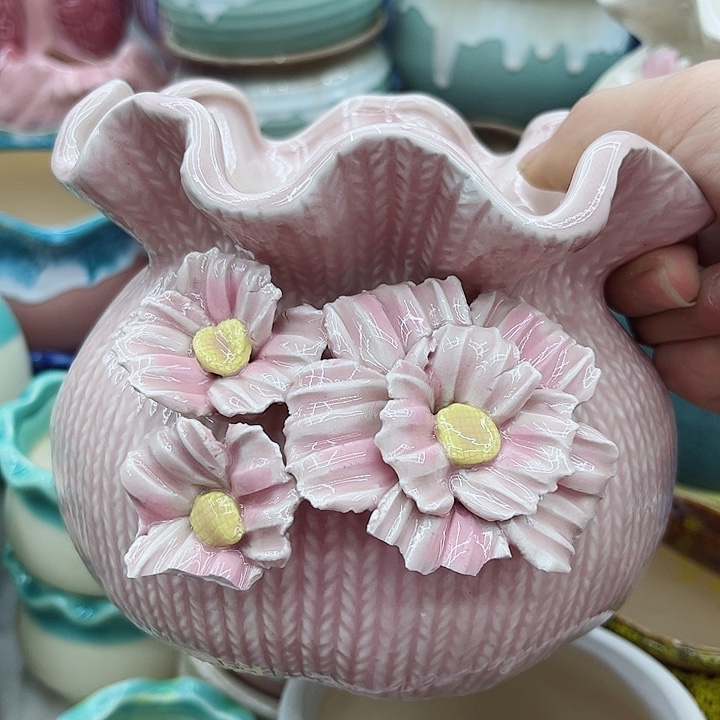 多肉绿植陶瓷花盆9.9包邮，有孔