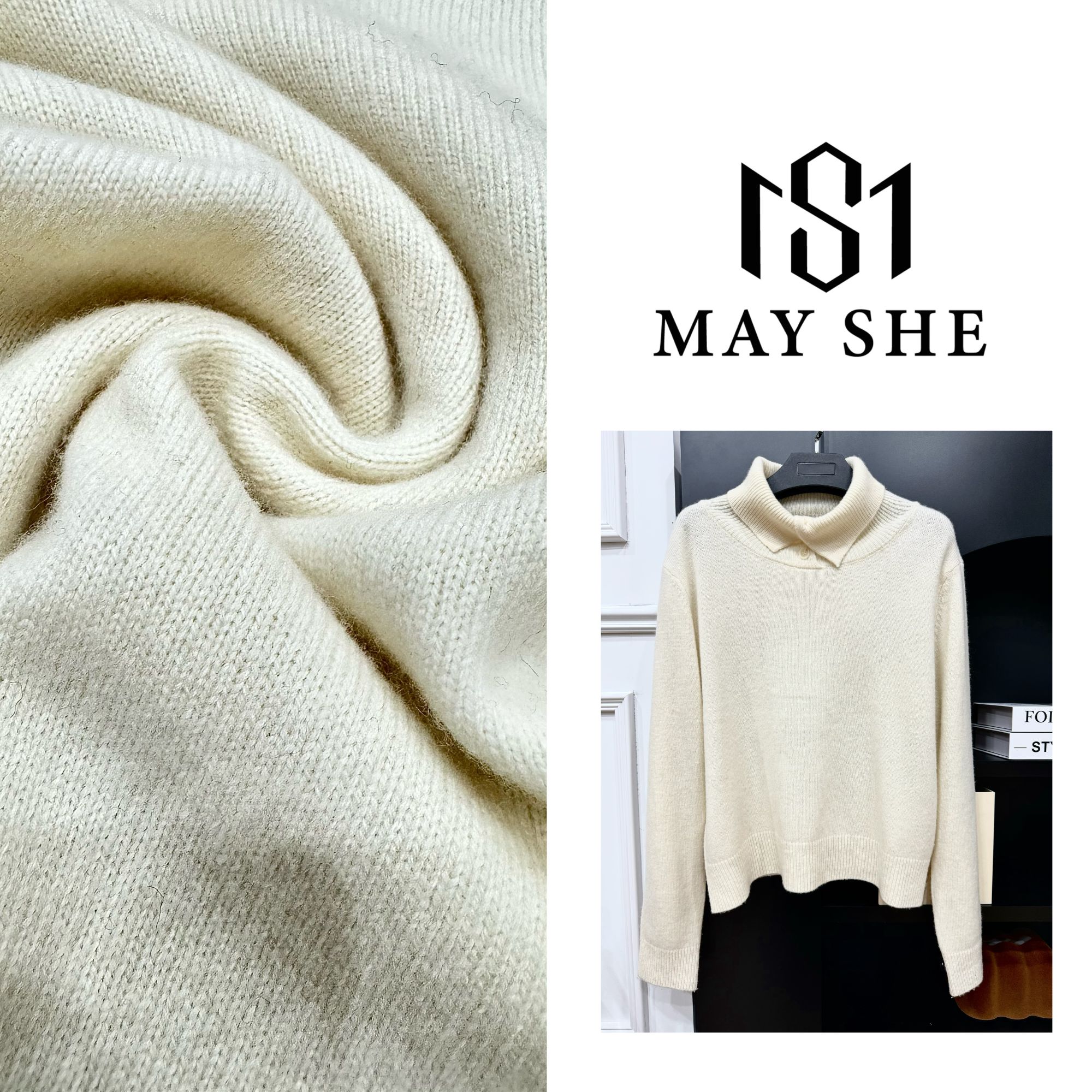 【暖暖自在】随意翻折领子简约百搭毛衫