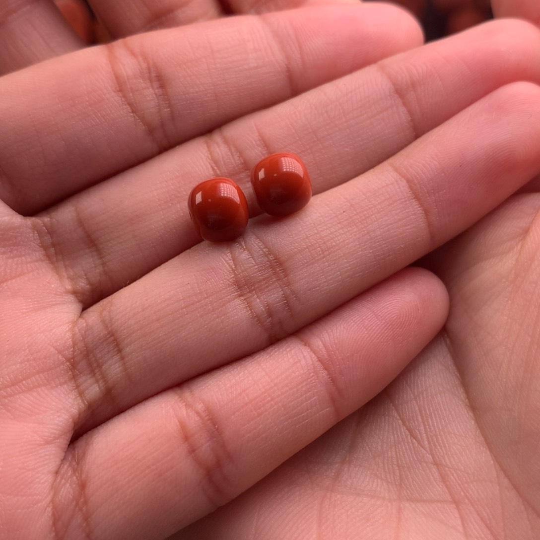 南红玛瑙老型对珠8+未镶嵌张**喜