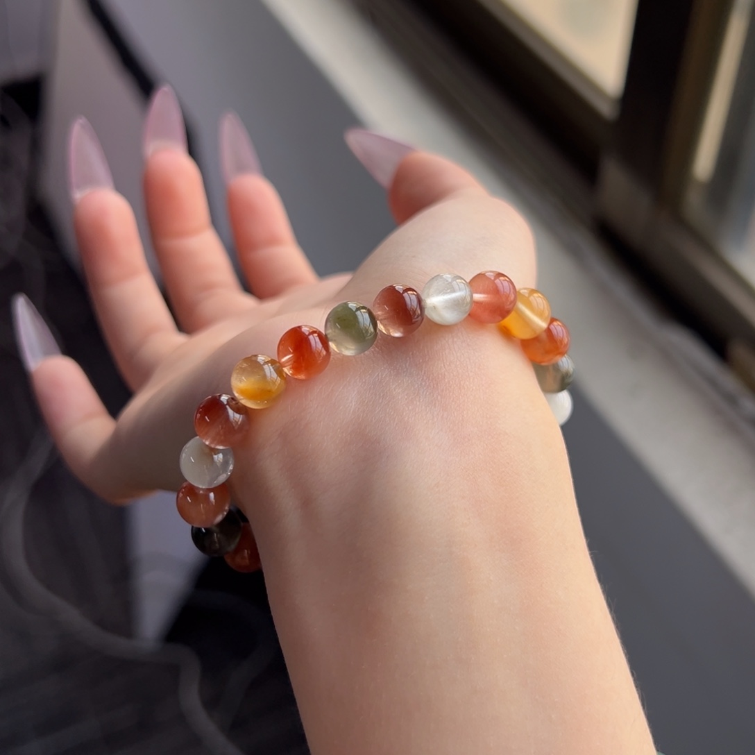 手串未镶嵌水晶毕业级凤凰彩兔毛8mm