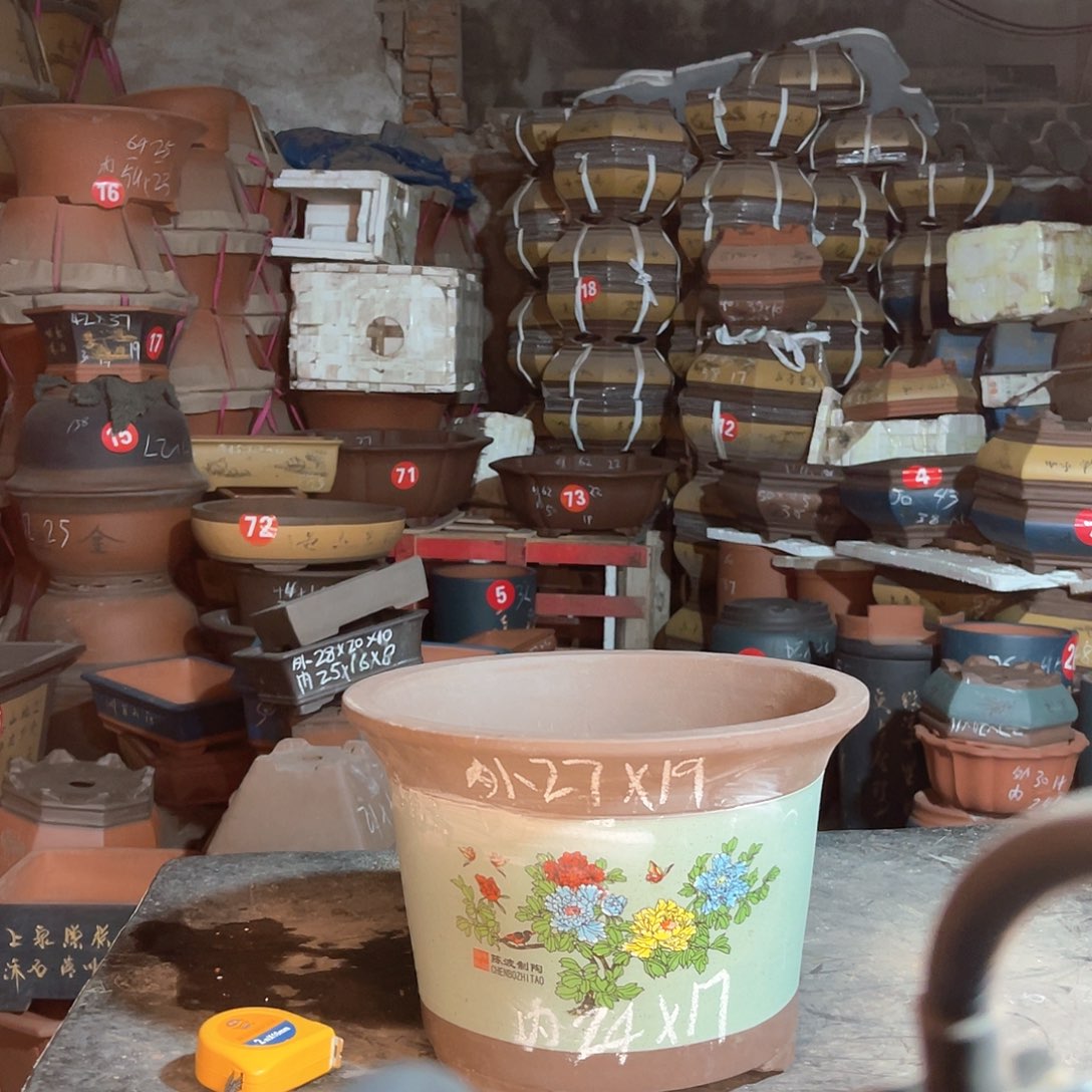 紫砂花盆蓝花盆一个微