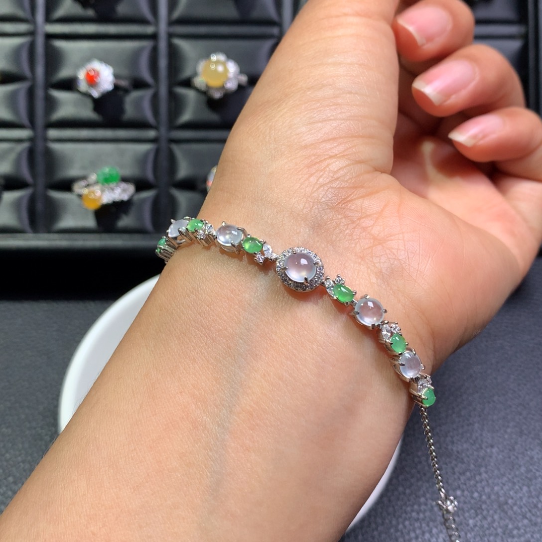 翡翠银S925镶嵌手链