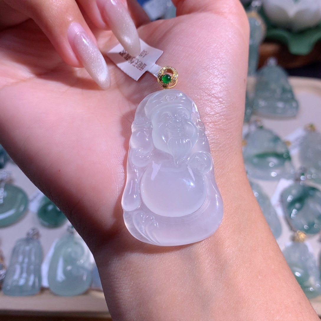 翡翠吊坠(不含链)18K金镶嵌