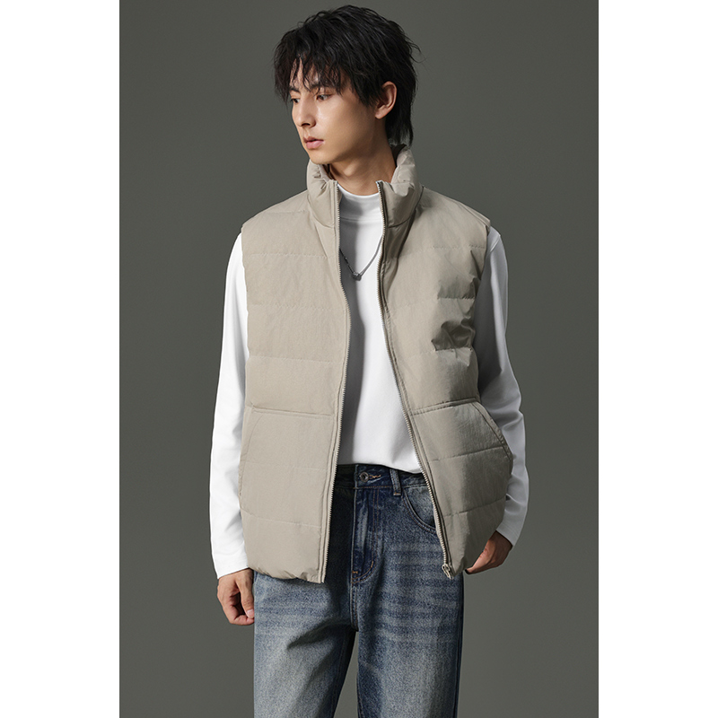 时尚潮流百搭纯色秋冬季无袖休闲轻薄保暖宽松外穿短款羽绒马甲02