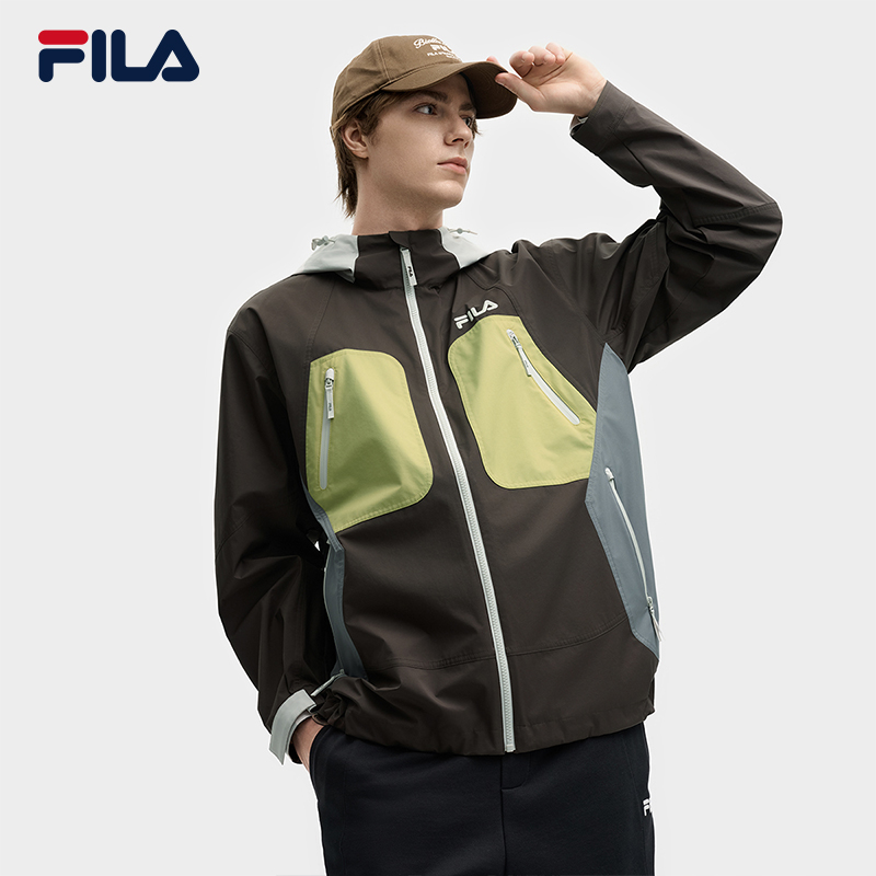 【防风撞色宽松】Fila/斐乐男秋季新款时尚运动连帽外套F11M539708F