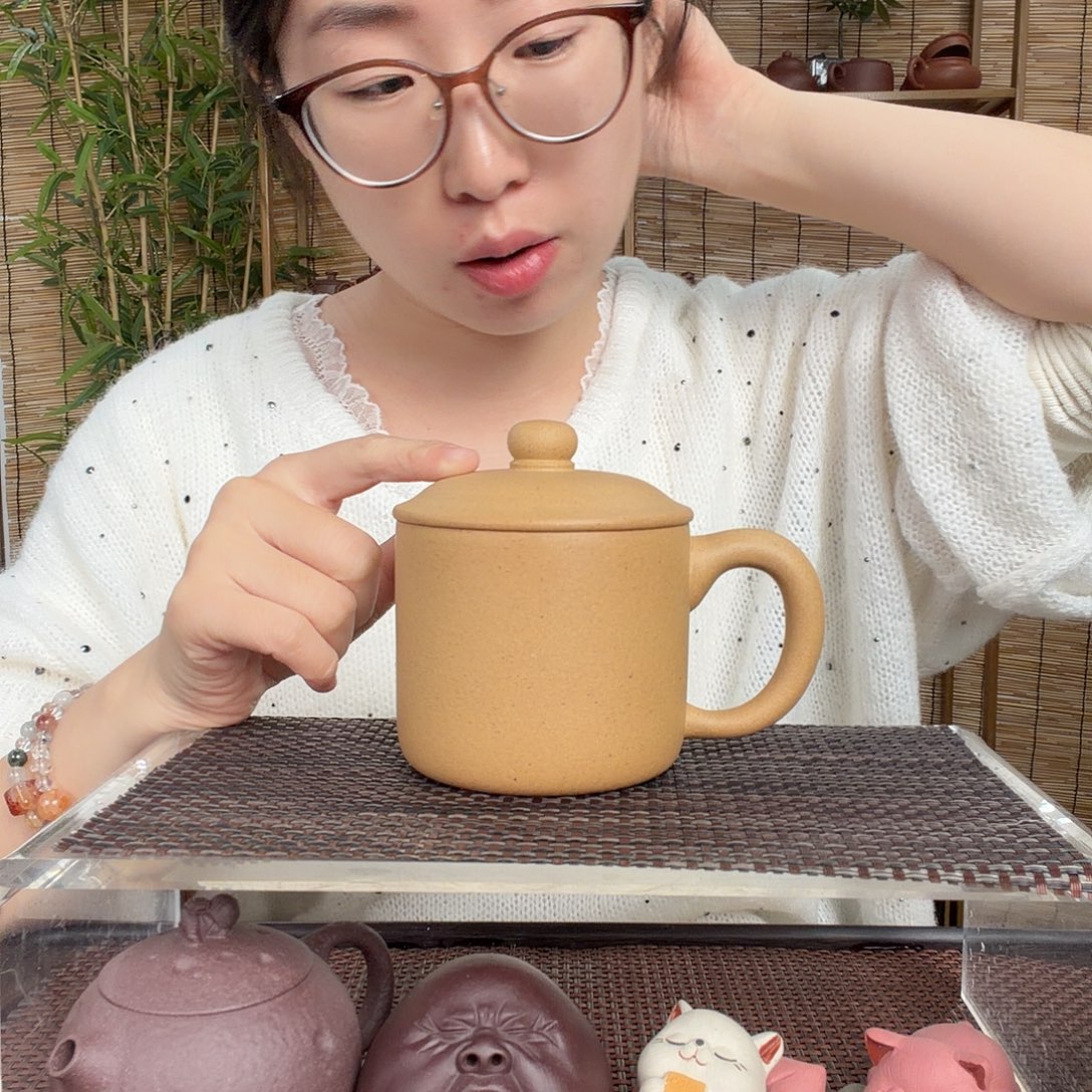 紫砂茶壶原矿黄金段小墩墩办公杯没礼盒400CC左右没礼盒整口痕迹