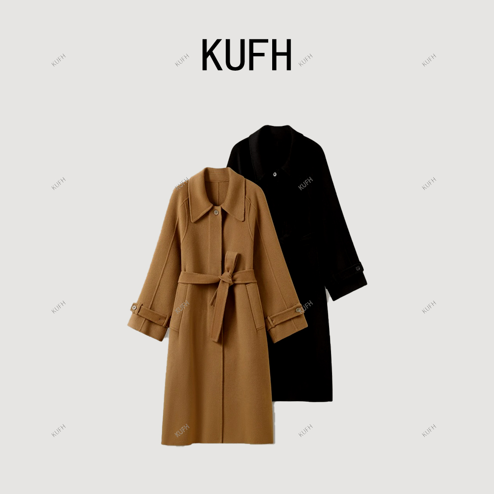 【暮暮入冬】100%纯羊毛 宽松中长款女士双面呢羊毛大衣秋冬K21106