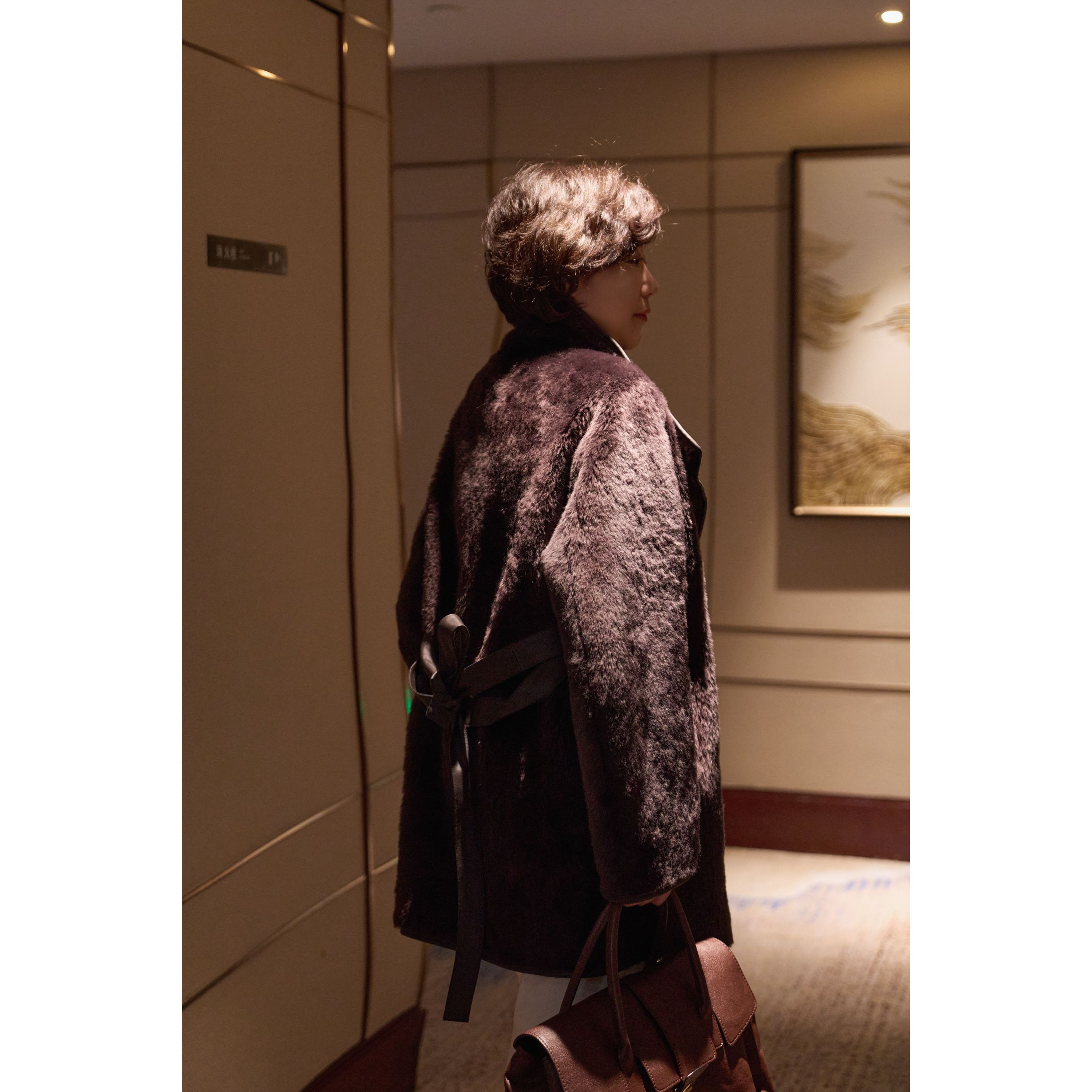 【U.M】隐奢立领直毛拉贡皮毛一体皮草两面可穿