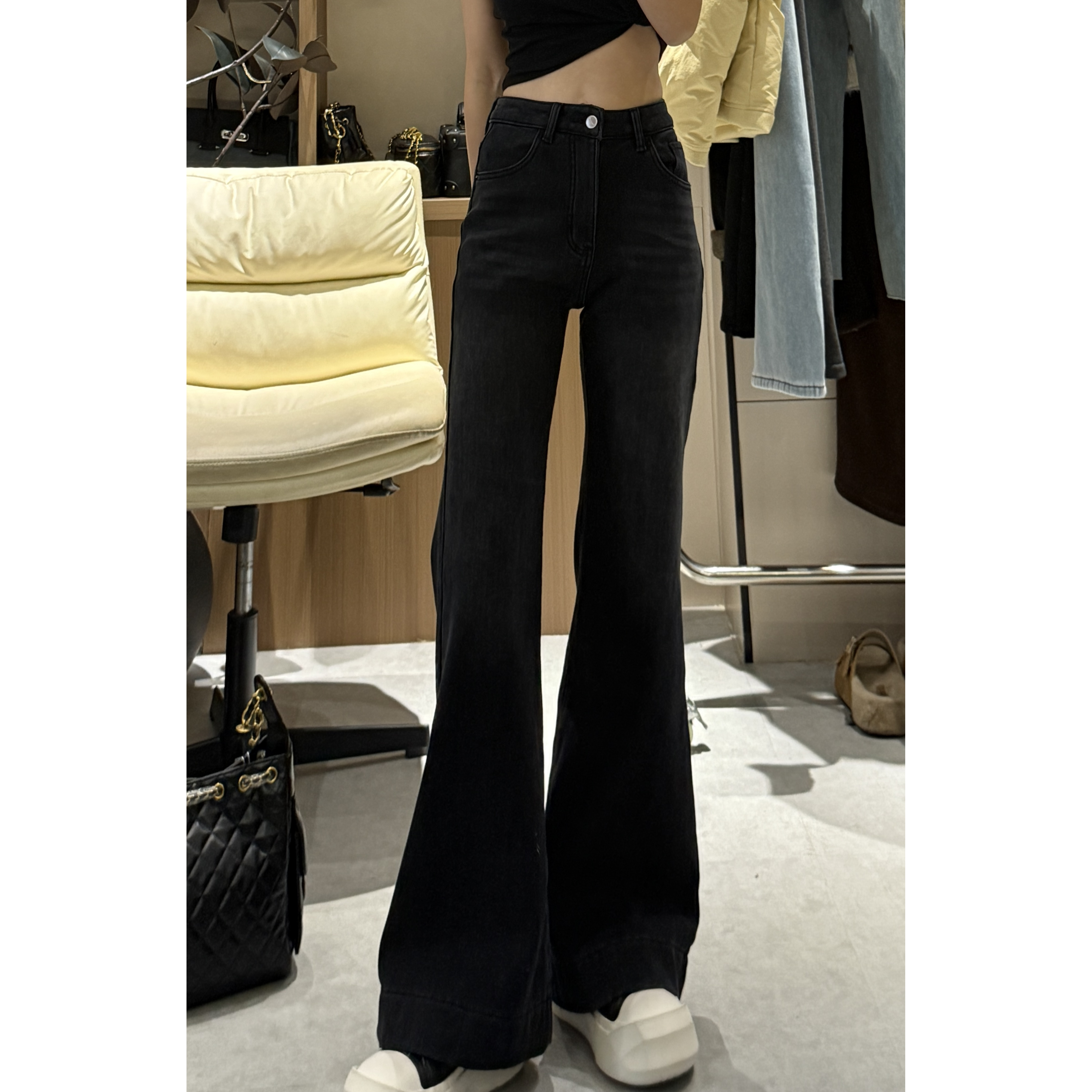 W5834 王仙女2加绒加厚洋气显瘦牛仔裤女」牛仔裤新款微喇裤