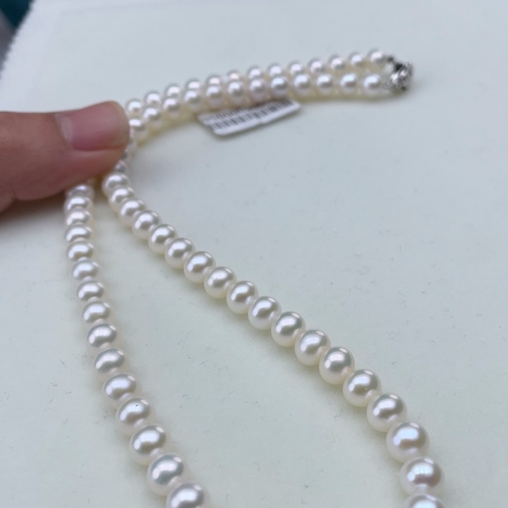淡水珍珠颈饰银S925镶嵌卡6.5-7极光炫彩高品