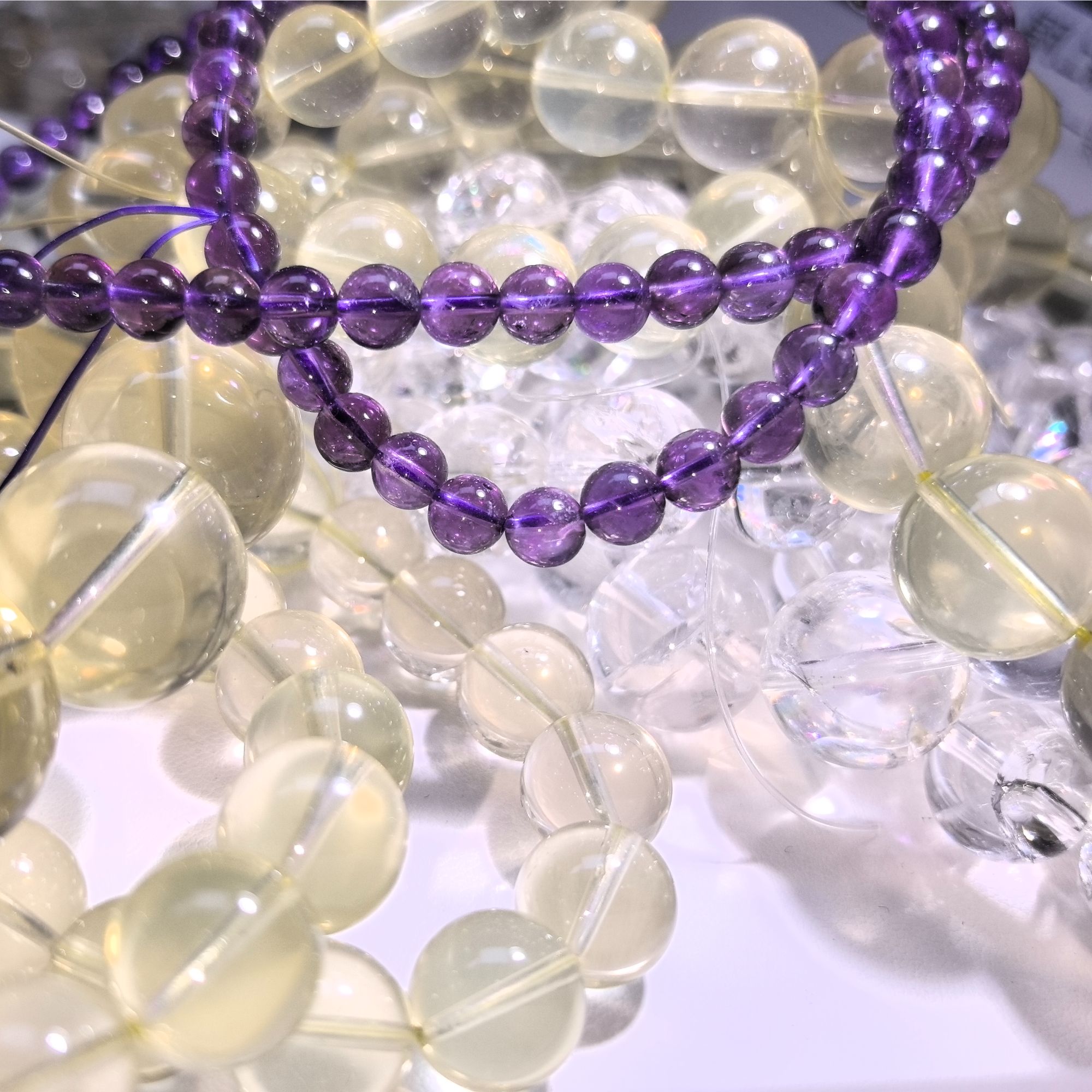 白水晶紫水晶黄水晶各种水晶单珠DIY女款渐变时尚饰品