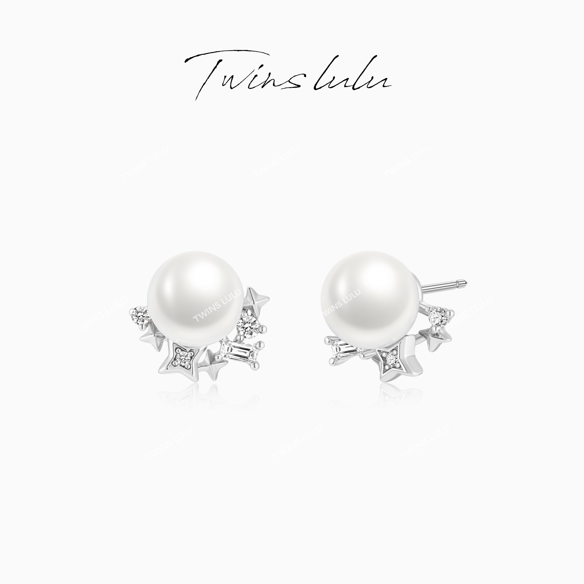 TWINS LULU 镀K金 新年款轻奢ins风耳钉星芒珠珠耳环女TSL2317