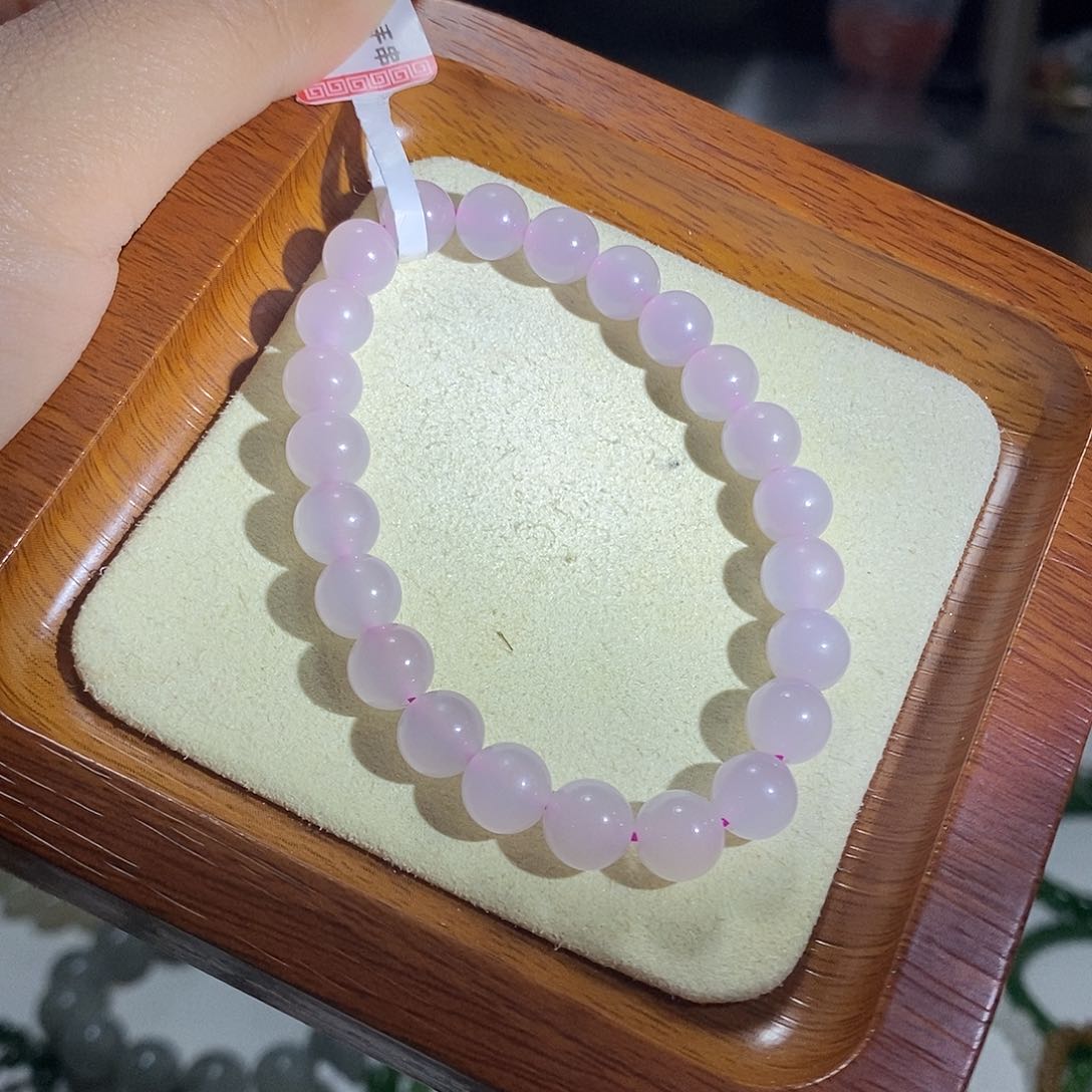 和田玉高冰藕粉8mm未镶嵌