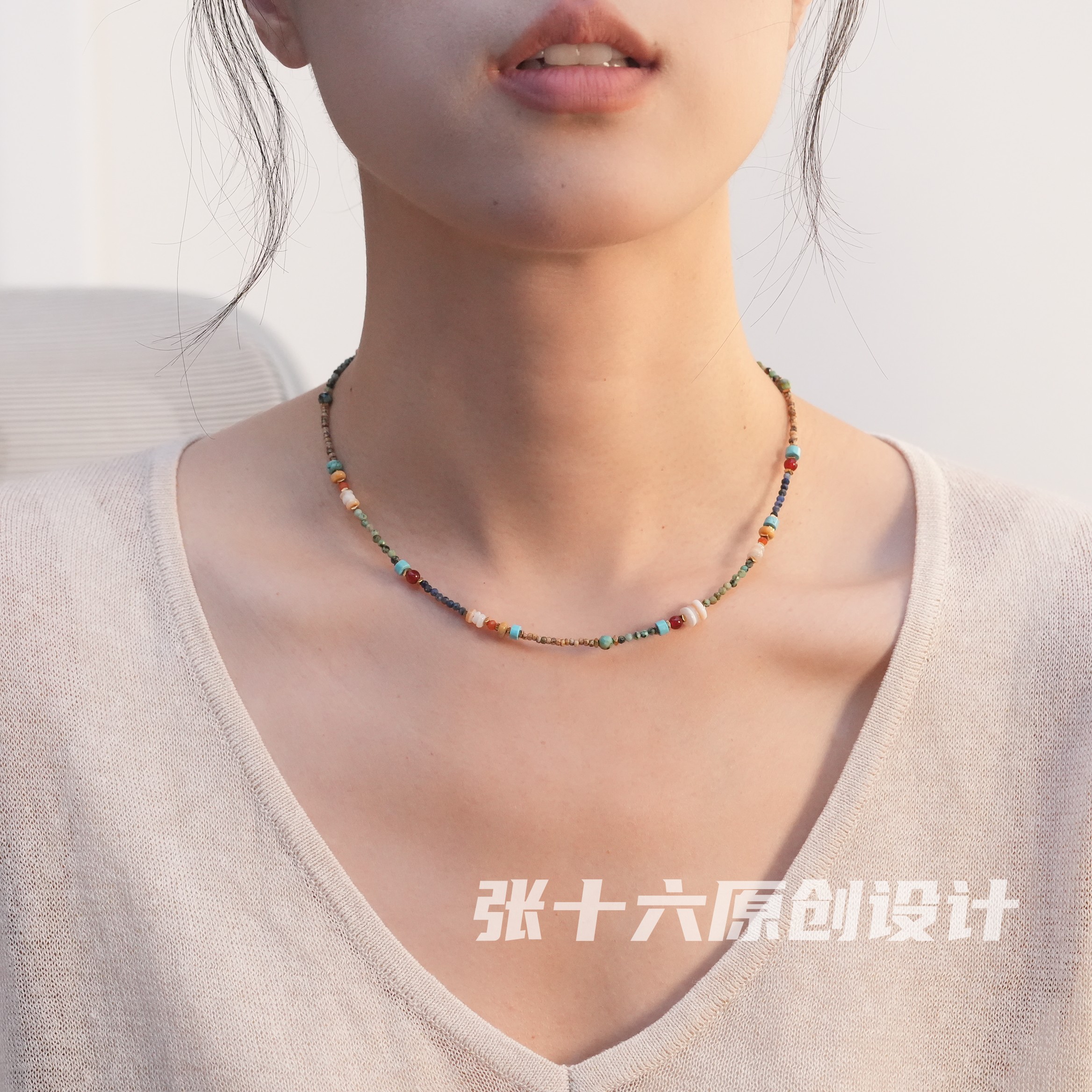 钛钢项链 [稻香]张十六原创设计手工串珠百搭复古小众彩色颈链女