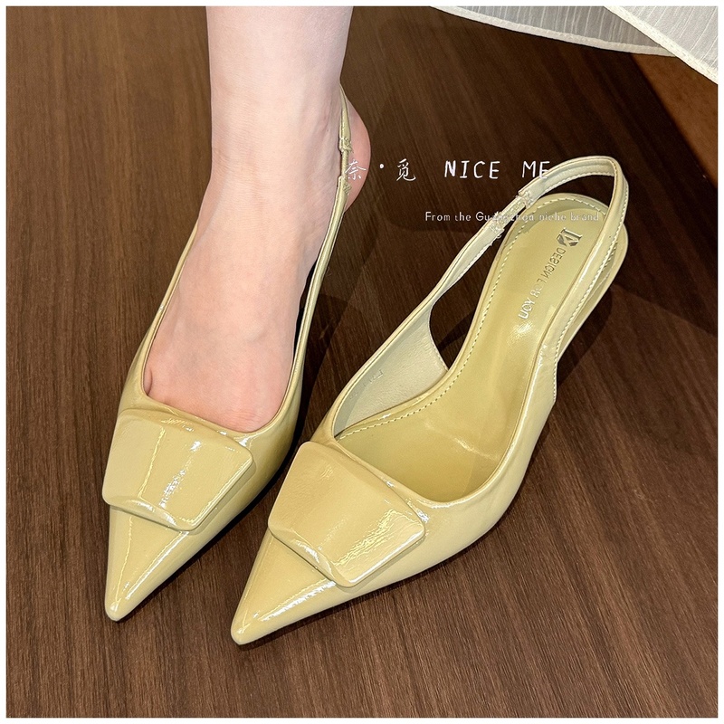 【时髦】NICE ME~ 春与绿境！欧若风尖头漆皮高跟鞋女2025年凉鞋单鞋