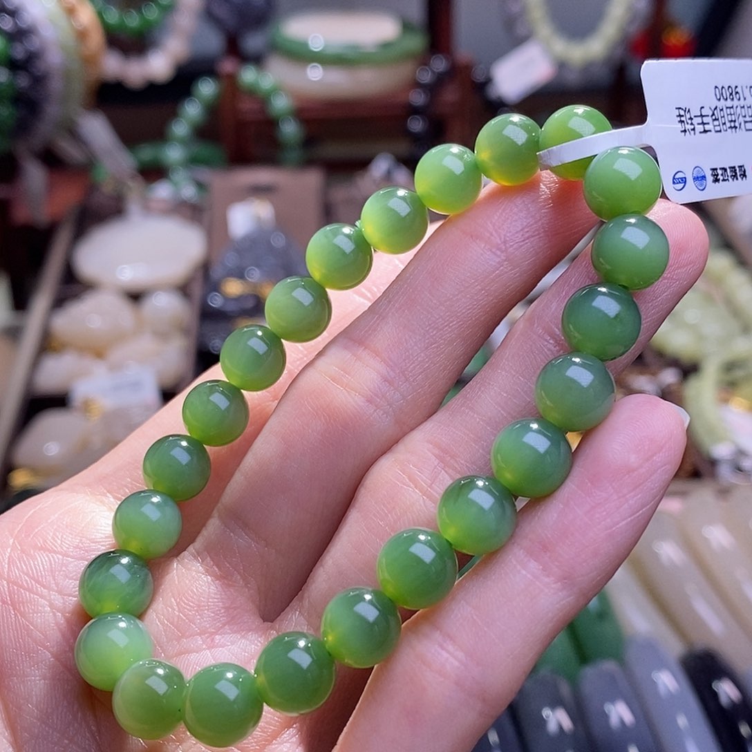 和田玉碧玉猫眼手串8MM未镶嵌
