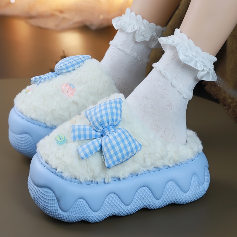 棉拖鞋女士冬季室内时尚拖可爱加绒保暖外穿毛毛拖鞋