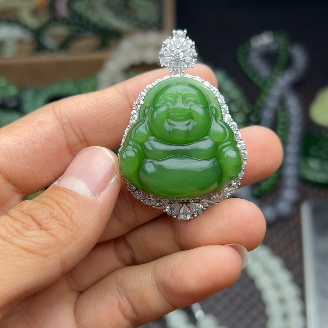 和田玉挂件银S925镶嵌