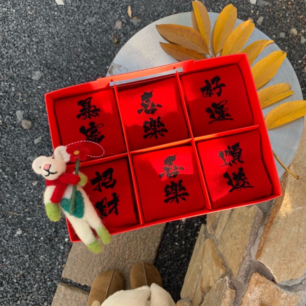 2026马年本命年新年网红男女同款冬季礼物礼盒袜中筒袜红袜子